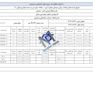 تصویر فرم اکسل تاخیرات مالی پروژه